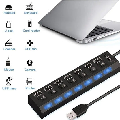 U7-portowy hub USB 2.0 High Speed