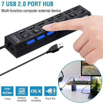 U7-portowy hub USB 2.0 High Speed
