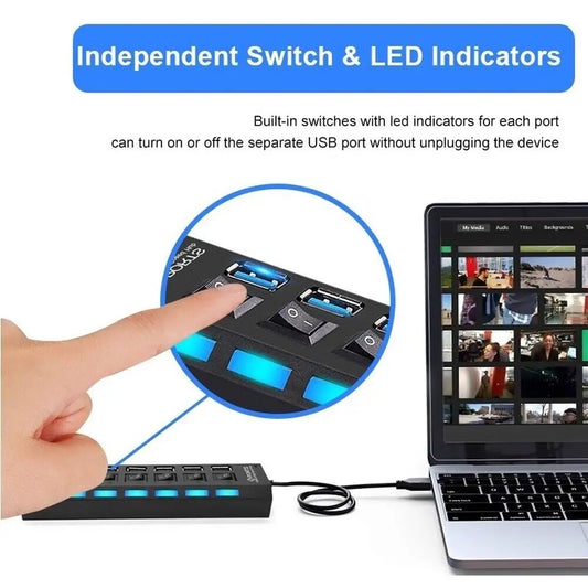 U7-portowy hub USB 2.0 High Speed