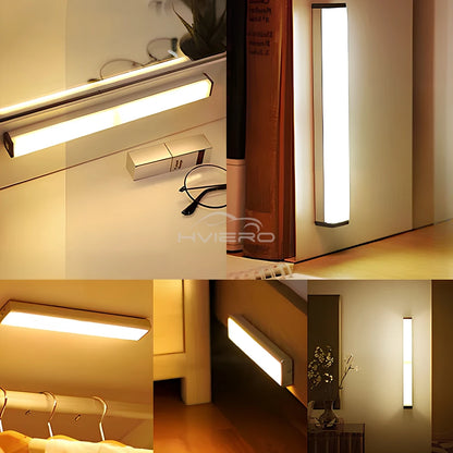 Night Lights Wireless LED Motion Sensor Lamp USB Rechargeable Magnetic For Wardrobe Room Closet Kitchen Aisle Tube Detector Bulb