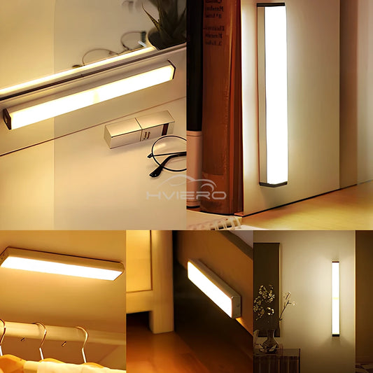 Night Lights Wireless LED Motion Sensor Lamp USB Rechargeable Magnetic For Wardrobe Room Closet Kitchen Aisle Tube Detector Bulb